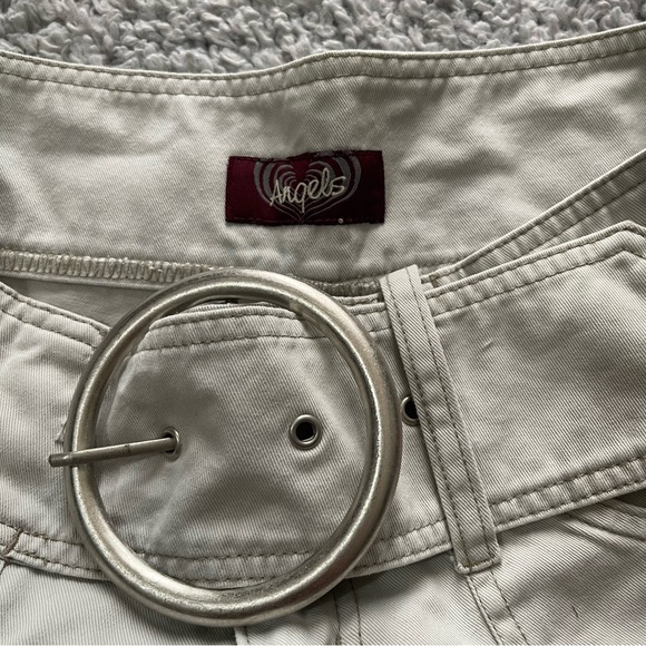 Y2K Vintage Angels 2000s Tan Low-Rise Shorts With Belt - Picture 2 of 7